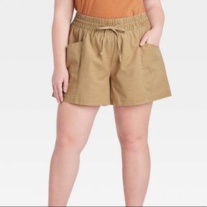 Ava & Viv Women’s Plus Pull-On Shorts 1X Brown/Tan